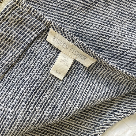 Eileen Fisher Hemp and Organic Cotton ministripe chambray shift Dress S - Picture 7 of 14